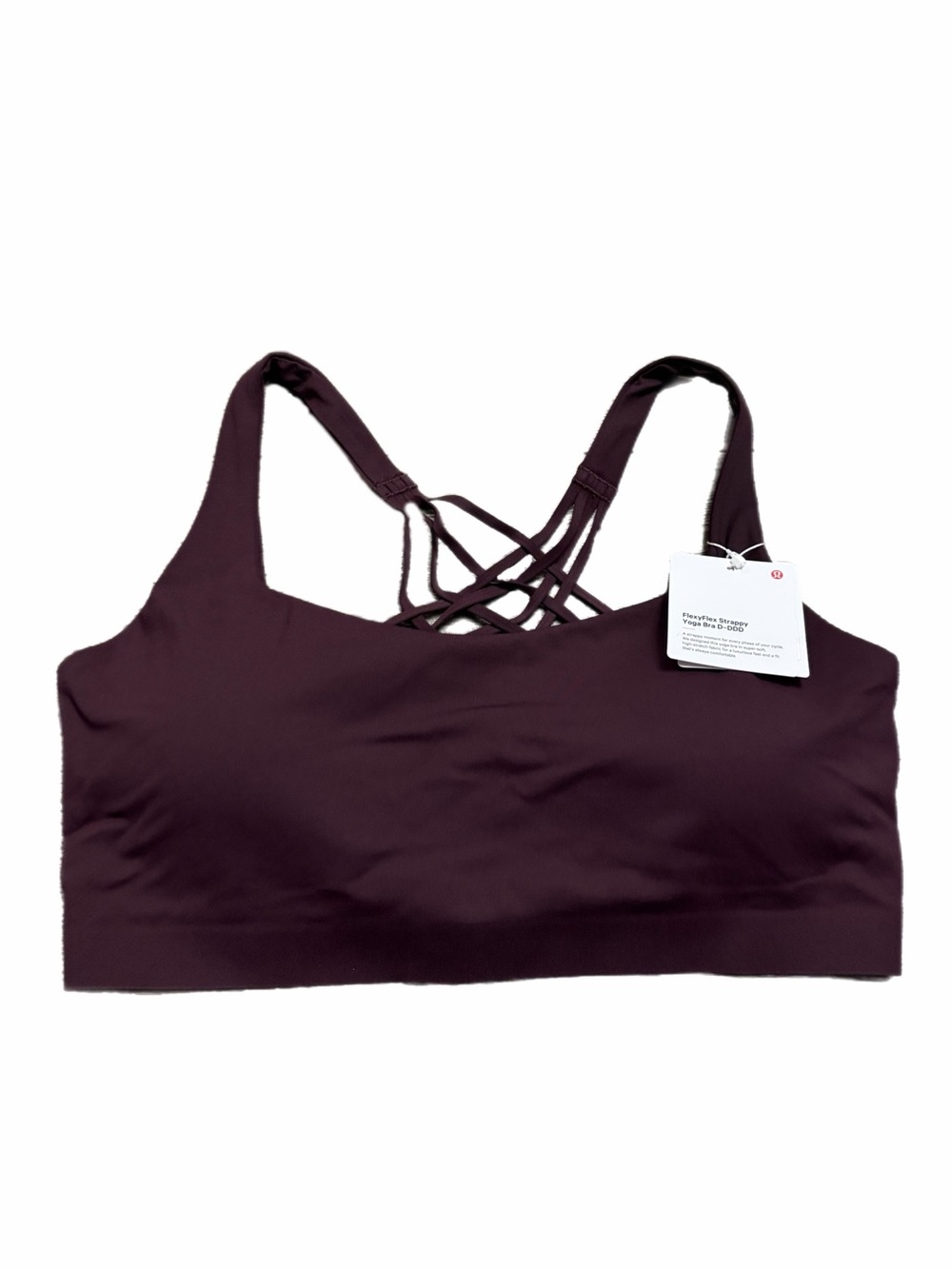 NWT Lululemon FlexyFlex Yoga Bra *Light Support, D-DDD Cups Black Plum Size L/XL